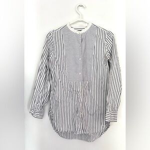 RALPH LAUREN Women
Cotton  Blouse High Low Black White
Striped M Button-Up Shirt